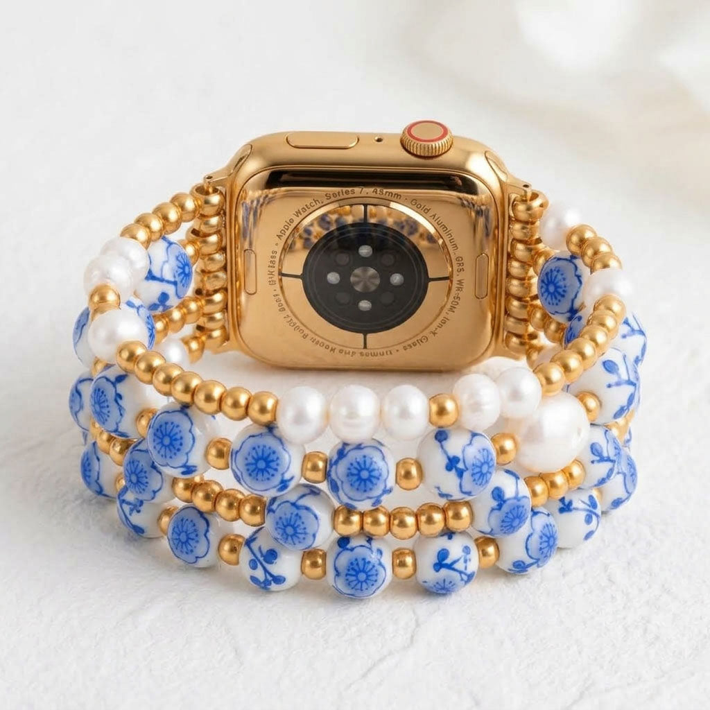 Porcelain Garden Blue Blossom Apple Watch Strap