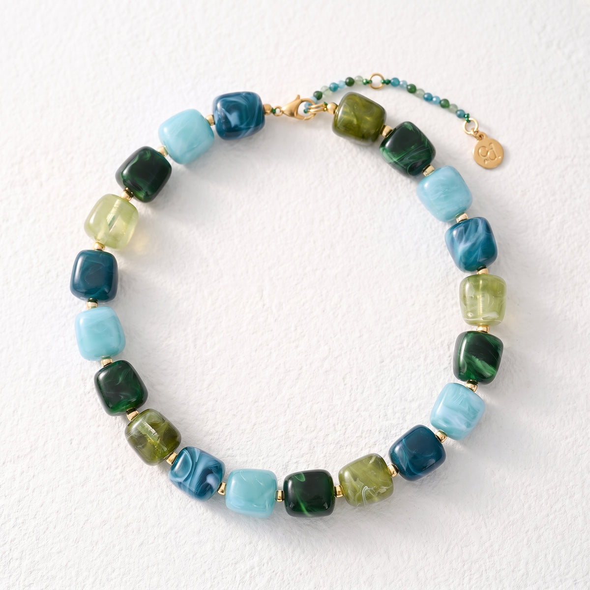 Chunky Square Bead Necklace Black