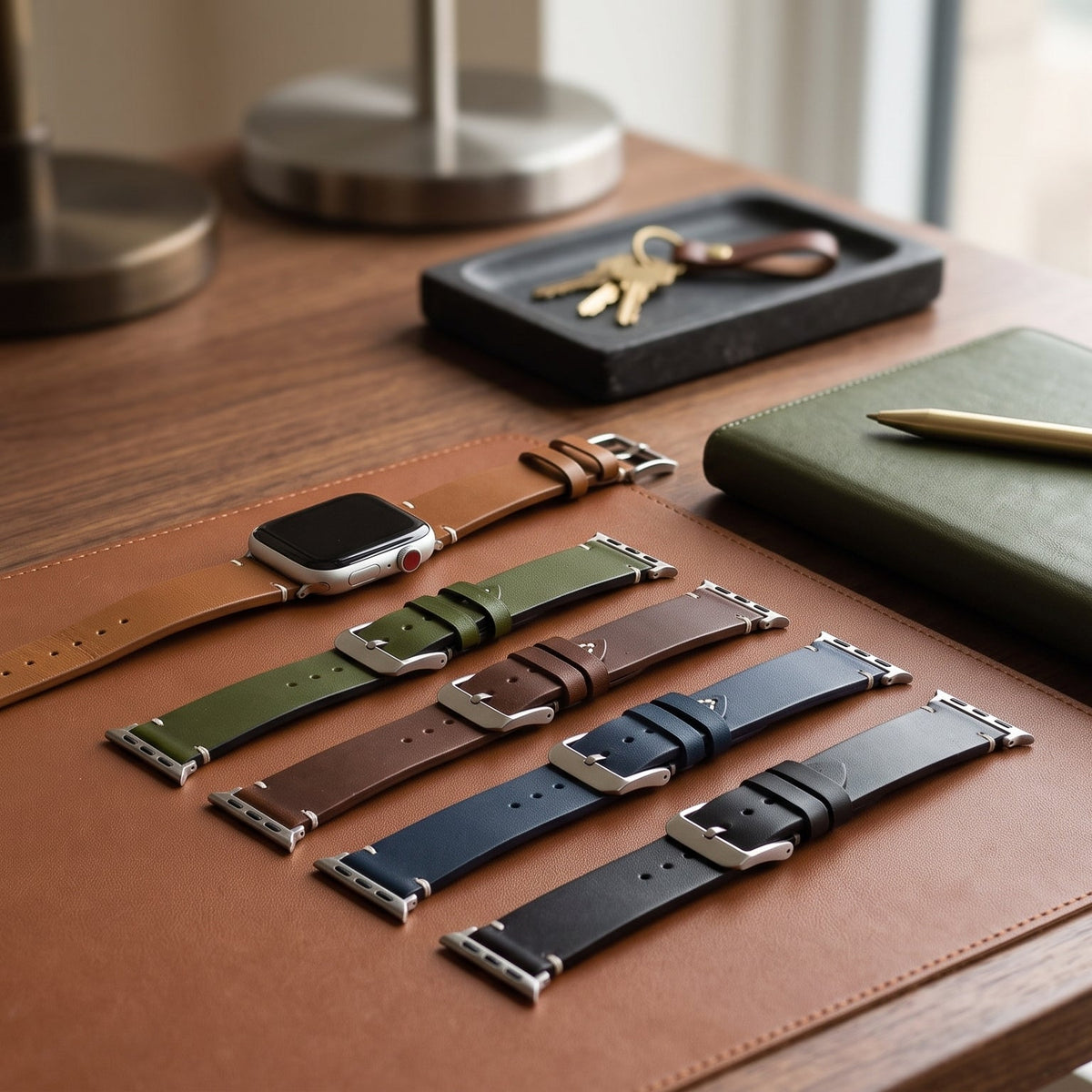 Men’s Blue Leather Apple Watch Strap
