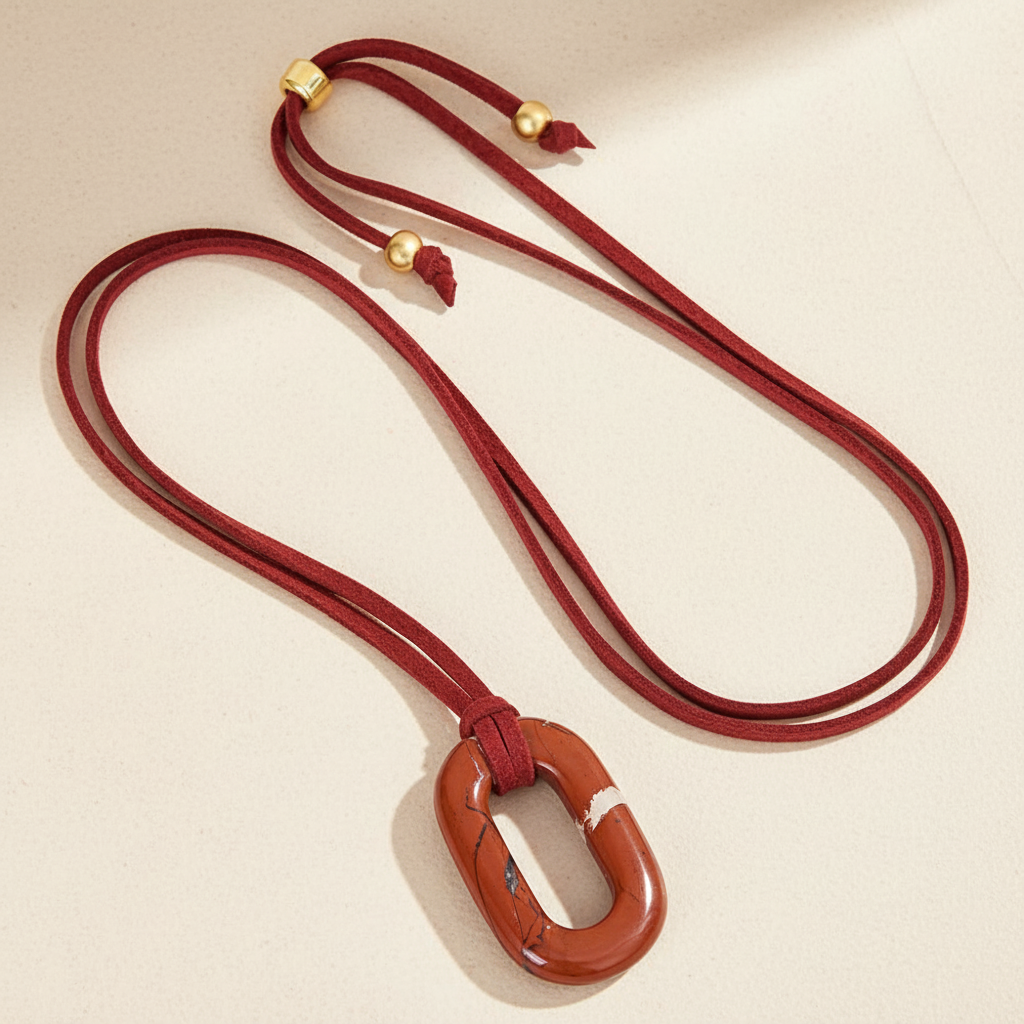 Suede Redstone Serenity Necklace