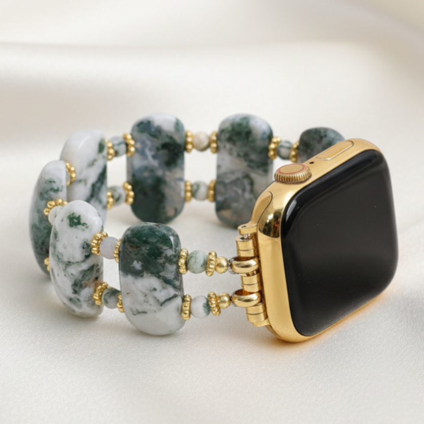 Forest Agate Earth Stretch Apple Watch Strap