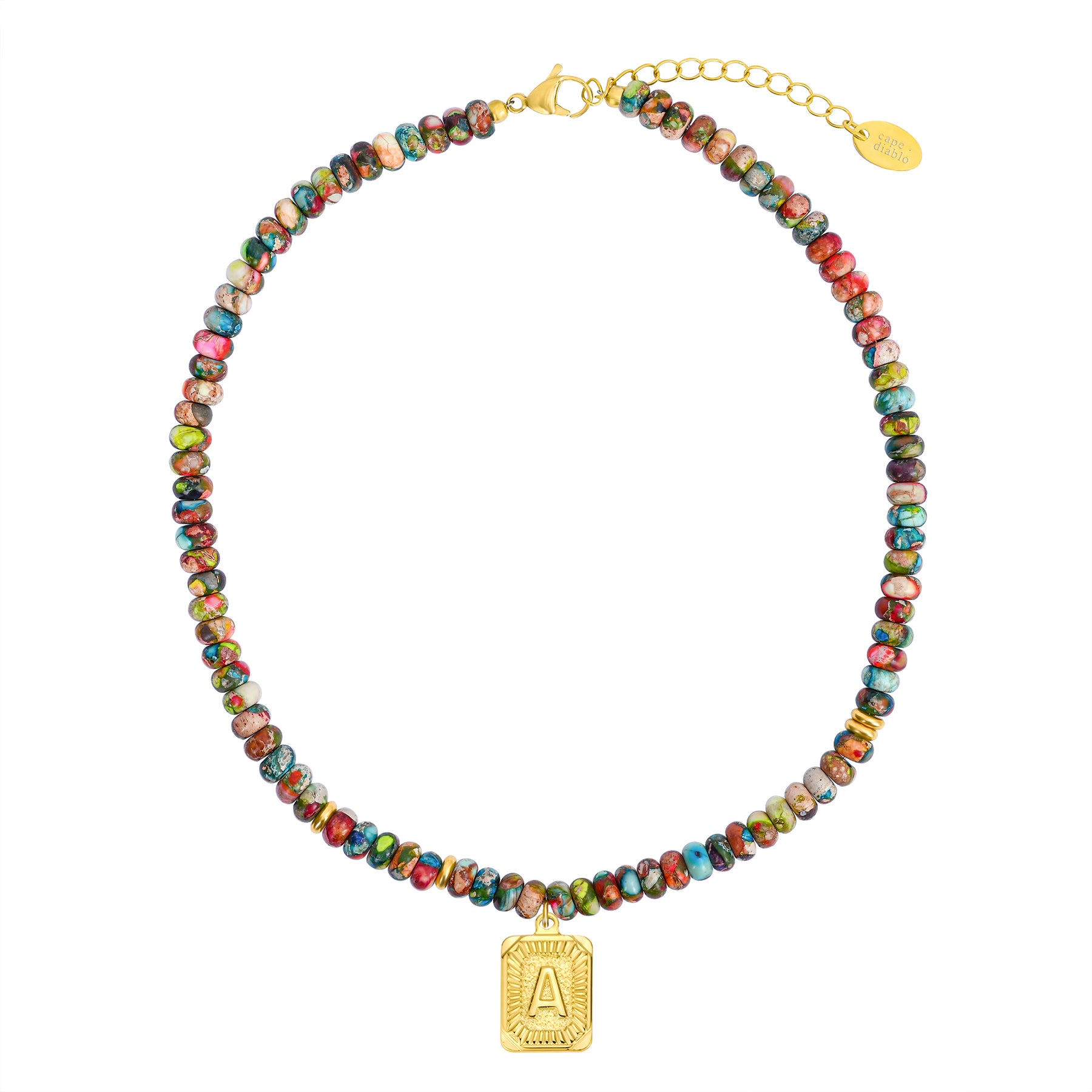 Colorful Imperial Jasper Letter Necklace
