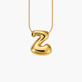 Golden Glow Bubble Letter Initial Necklace