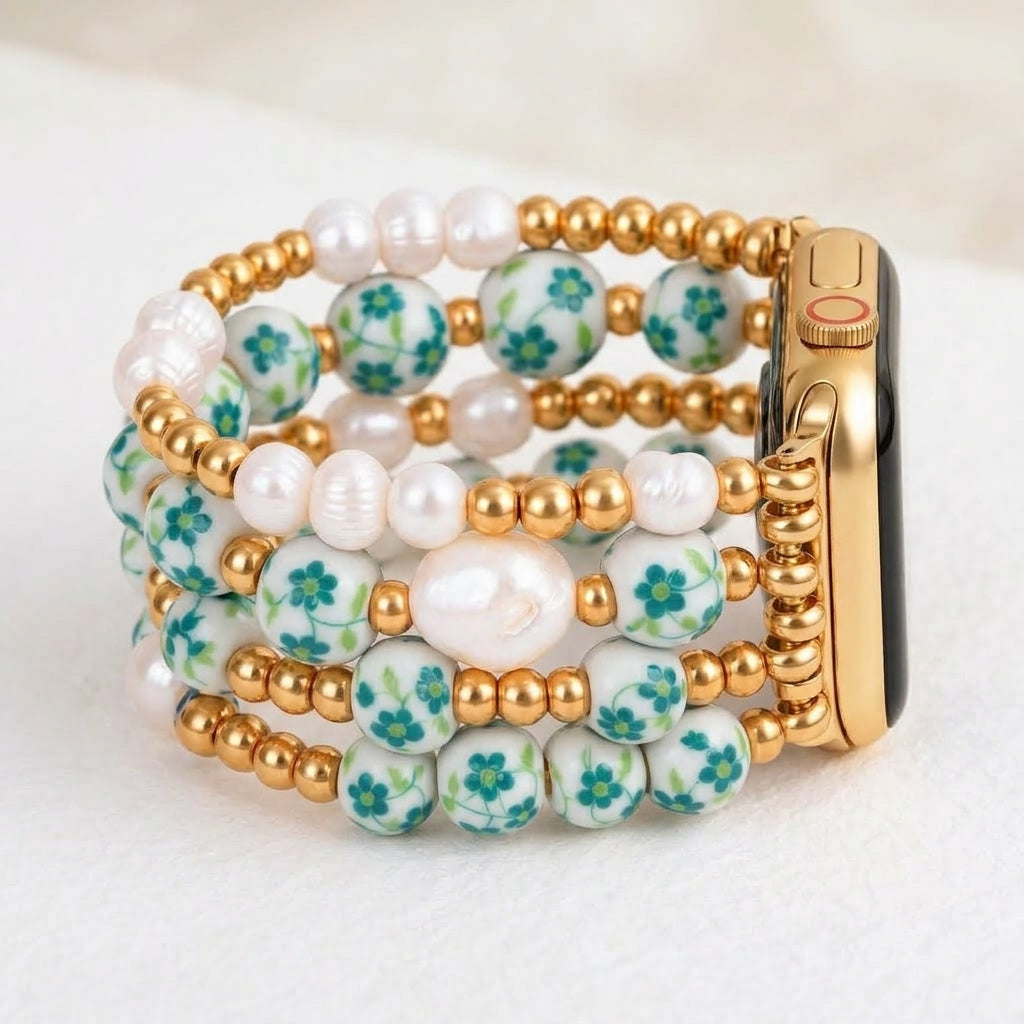 Porcelain Garden Emerald Grove Apple Watch Strap