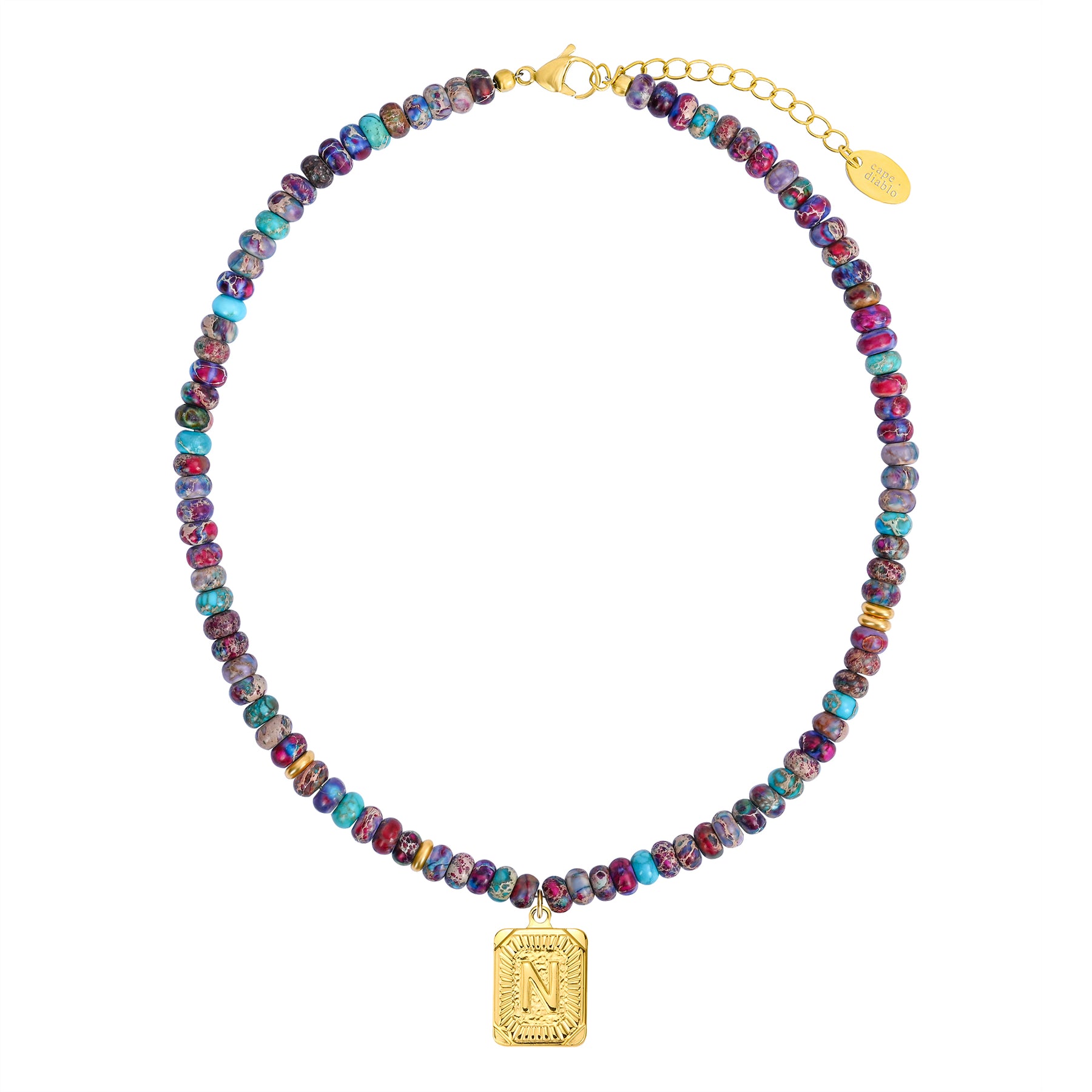 Purple Imperial Jasper Letter Necklace