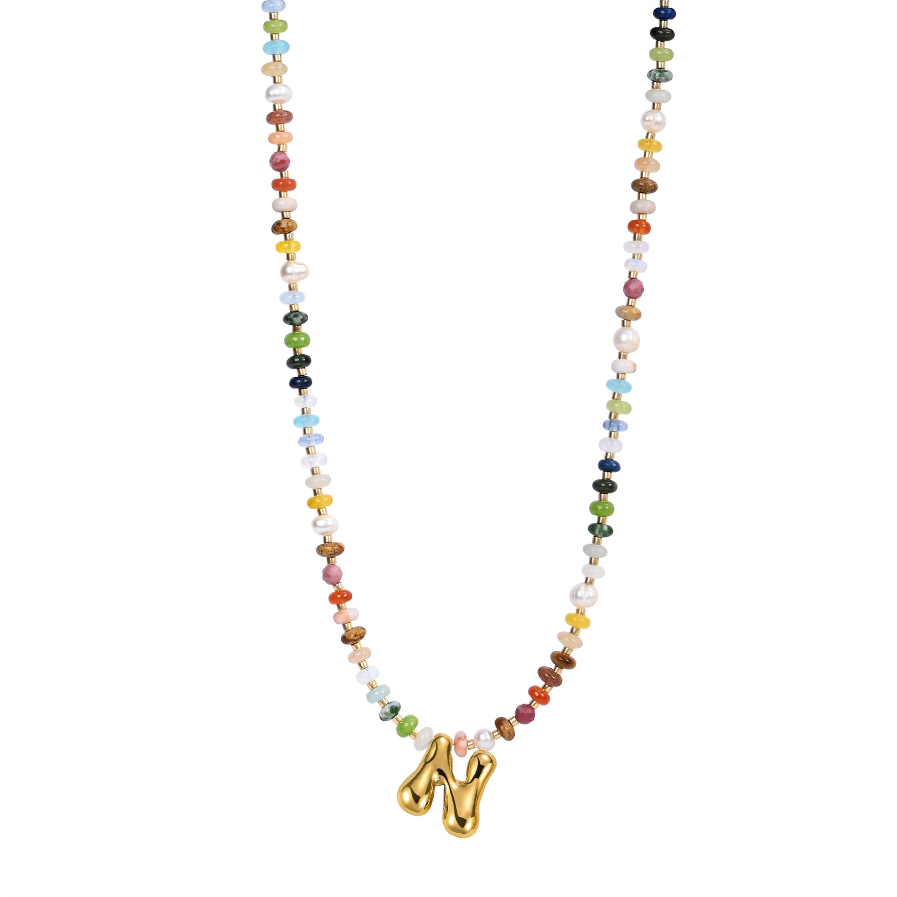 Vibrant Gem Initial Bubble Necklace