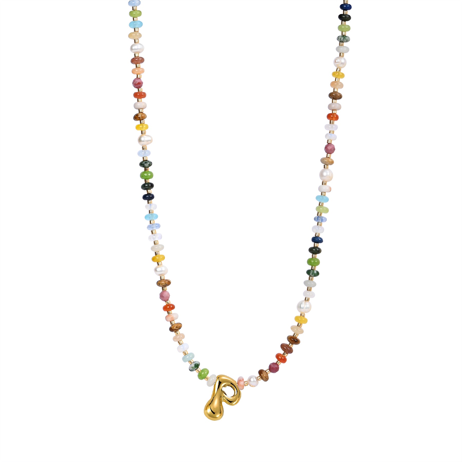 Vibrant Gem Initial Bubble Necklace