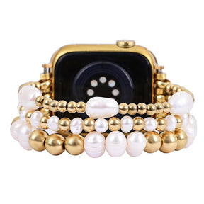 Golden Freshwater Pearl Stretch Apple Watch Strap