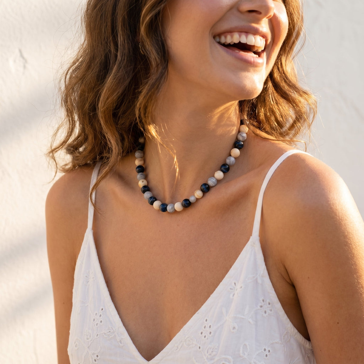 Chunky Gray Beaded Necklace