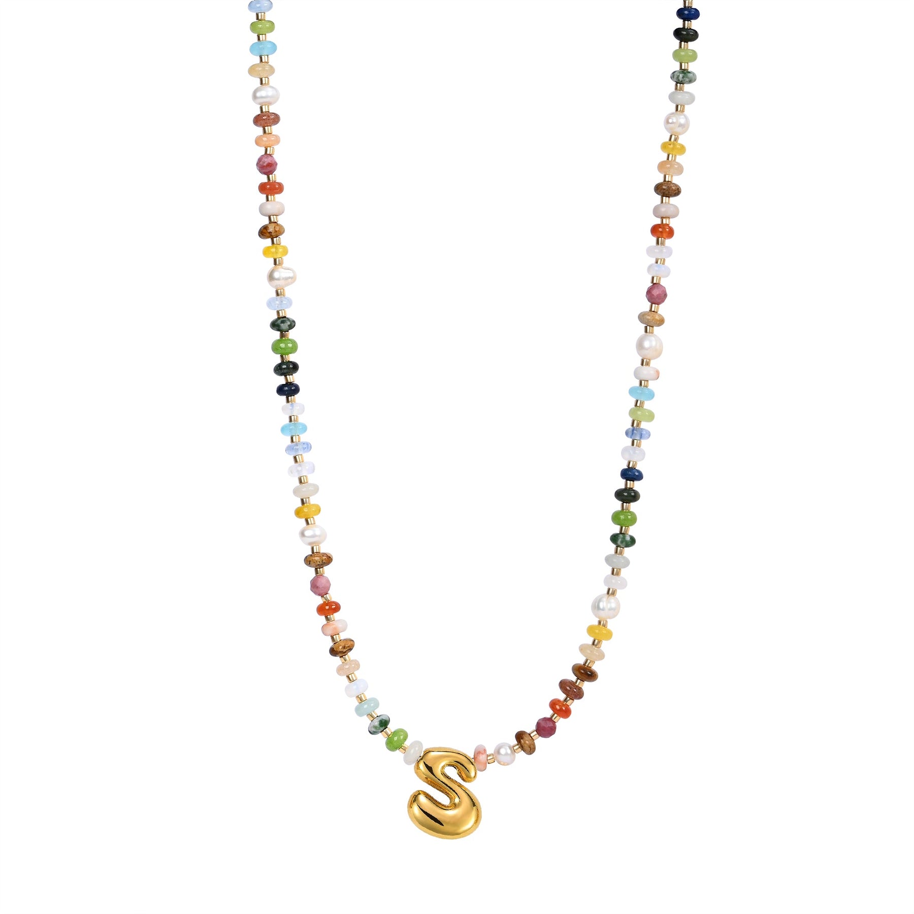 Multicolor Bubble Letter Necklace