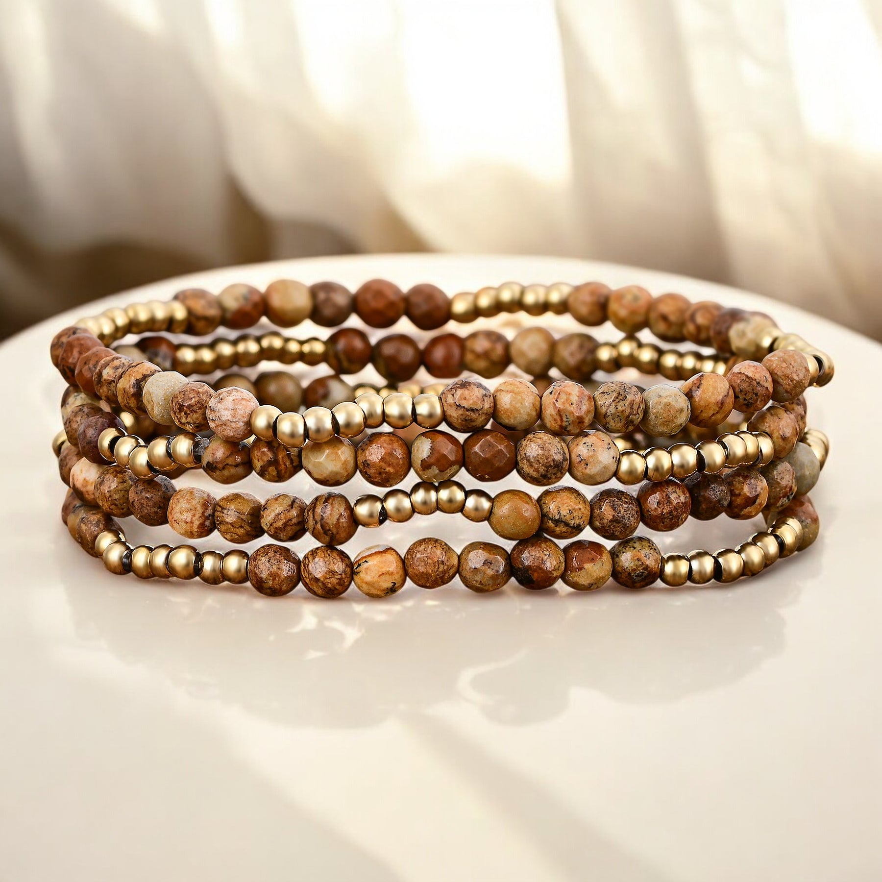 Golden Earth Jasper Bracelet Set