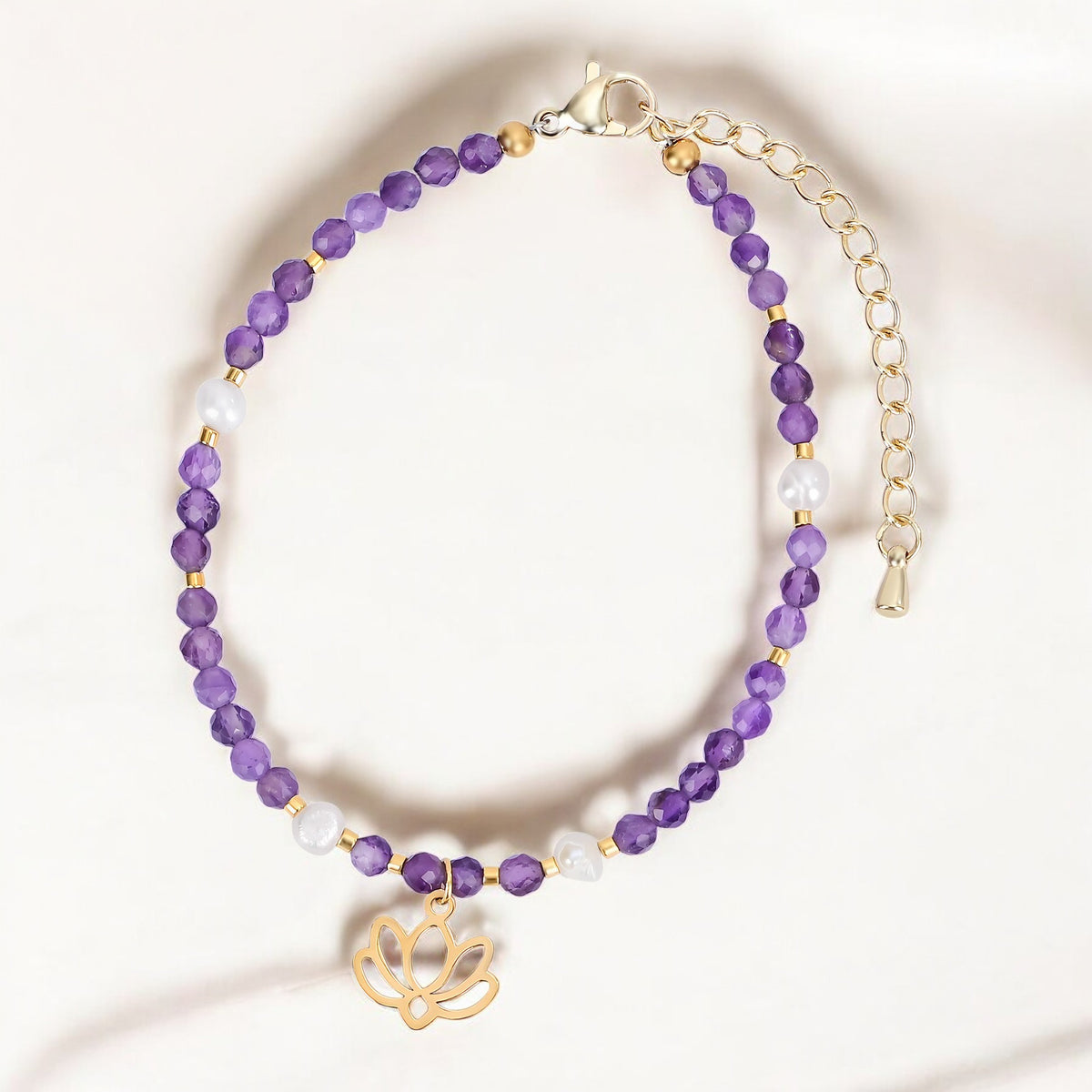 Serene Lotus Amethyst  Bracelet