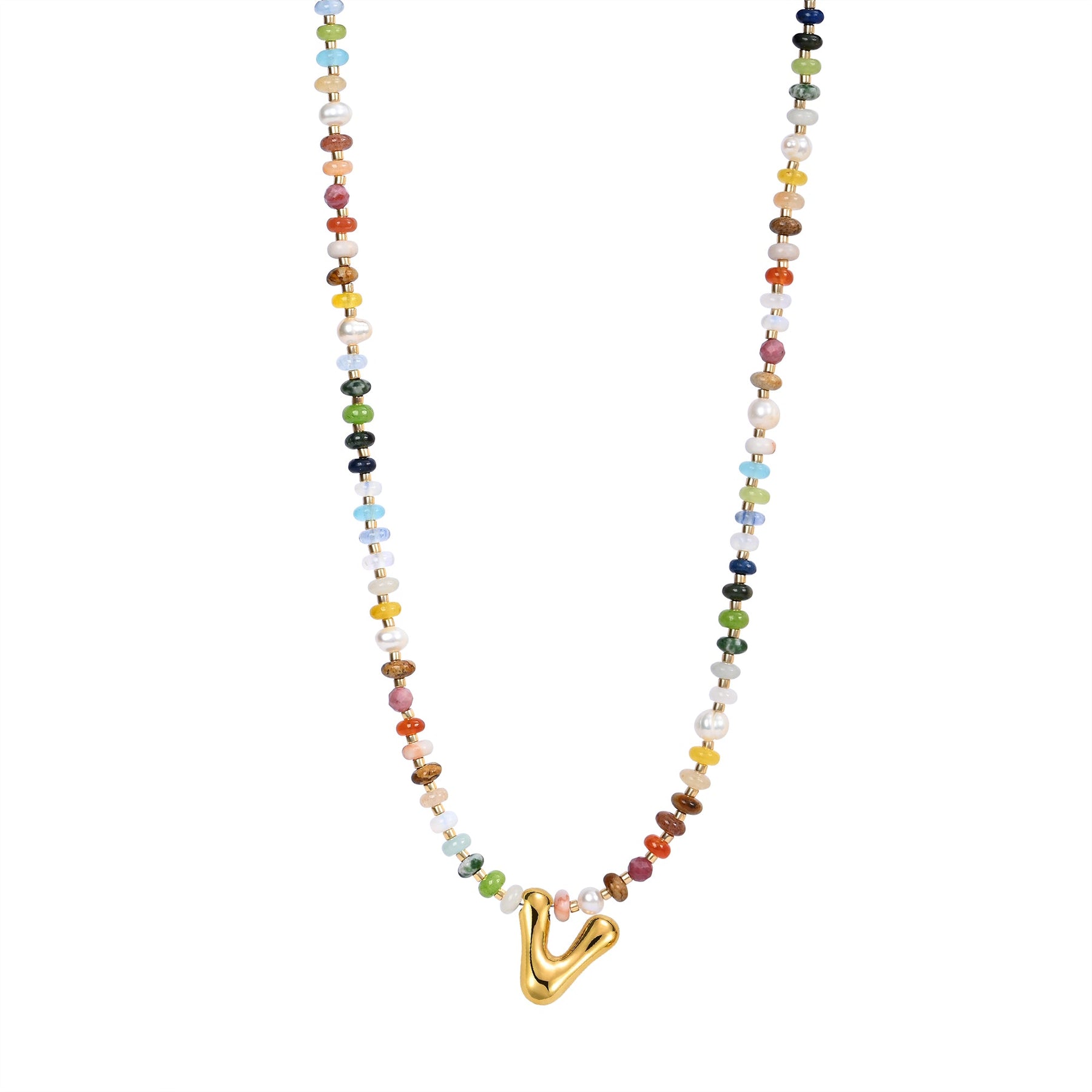 Multicolor Bubble Letter Necklace