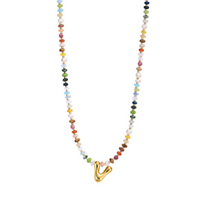 Vibrant Gem Initial Bubble Necklace