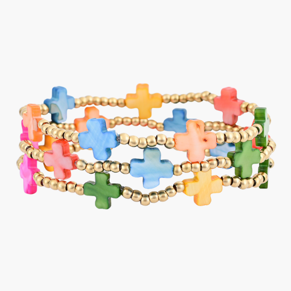 Chakra Cross Bracelet Set