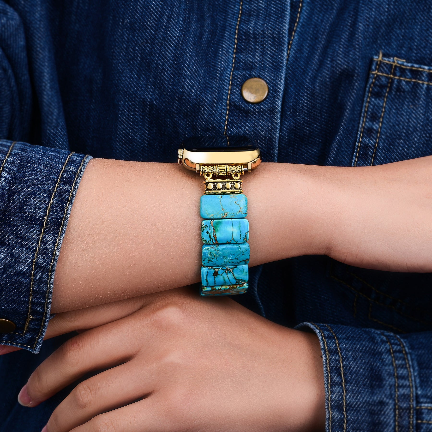 Turquoise Tibetan Jasper Stretch Apple Watch Strap