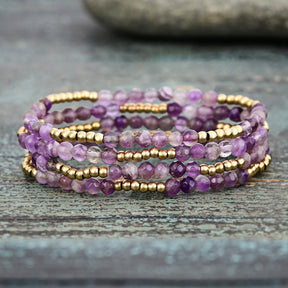 Golden Violet Amethyst Bracelet Set