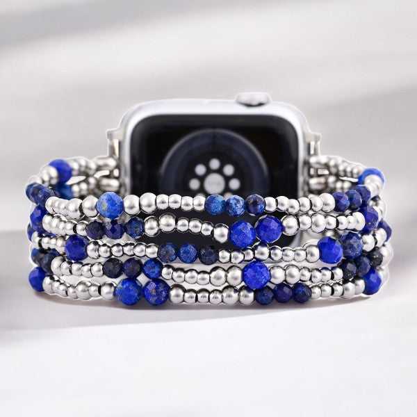 Azure Serenity Silver Stretch Apple Watch Strap
