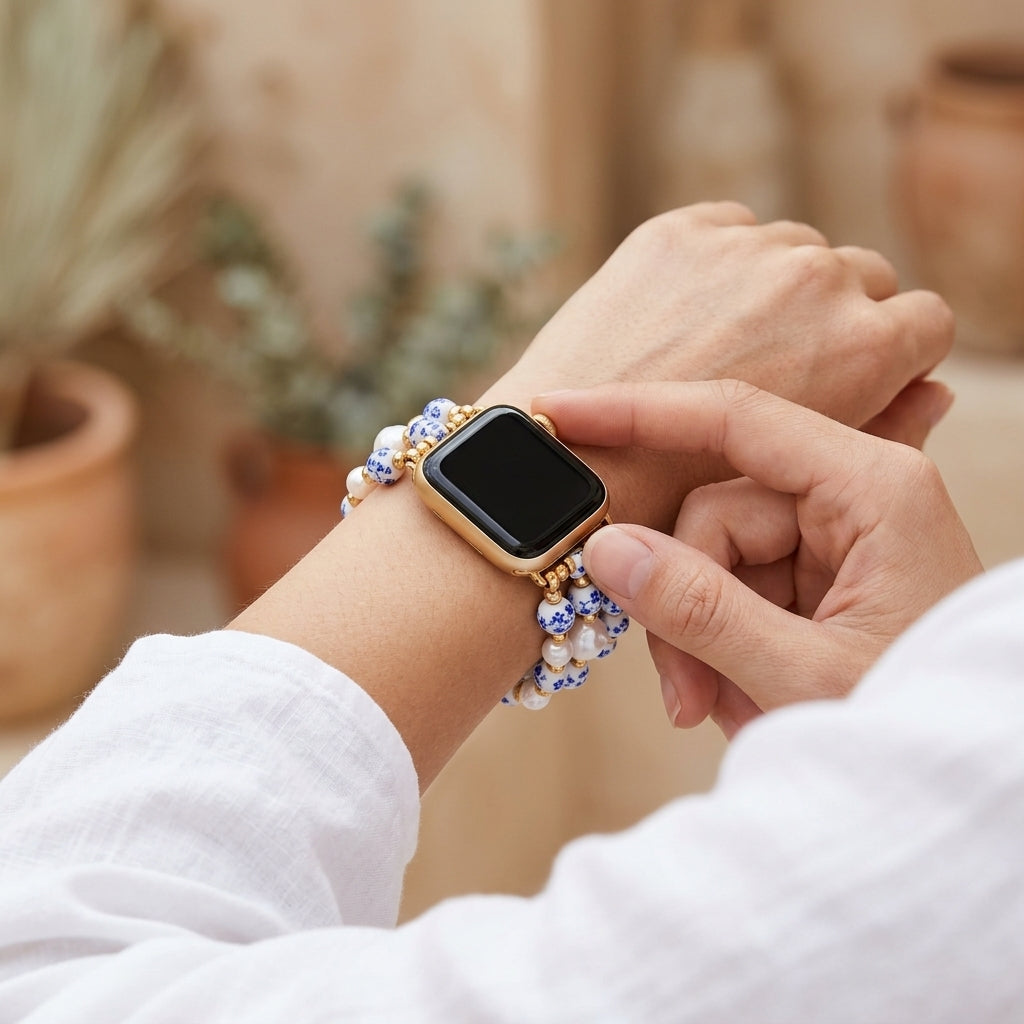 Porcelain Garden Sapphire Bloom Apple Watch Strap
