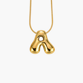 Golden Glow Bubble Letter Initial Necklace