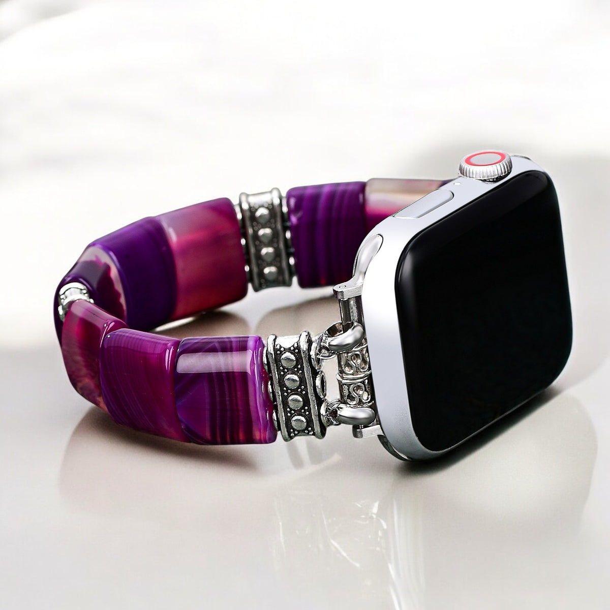 Amethyst Aura Agate Stretch Apple Watch Strap