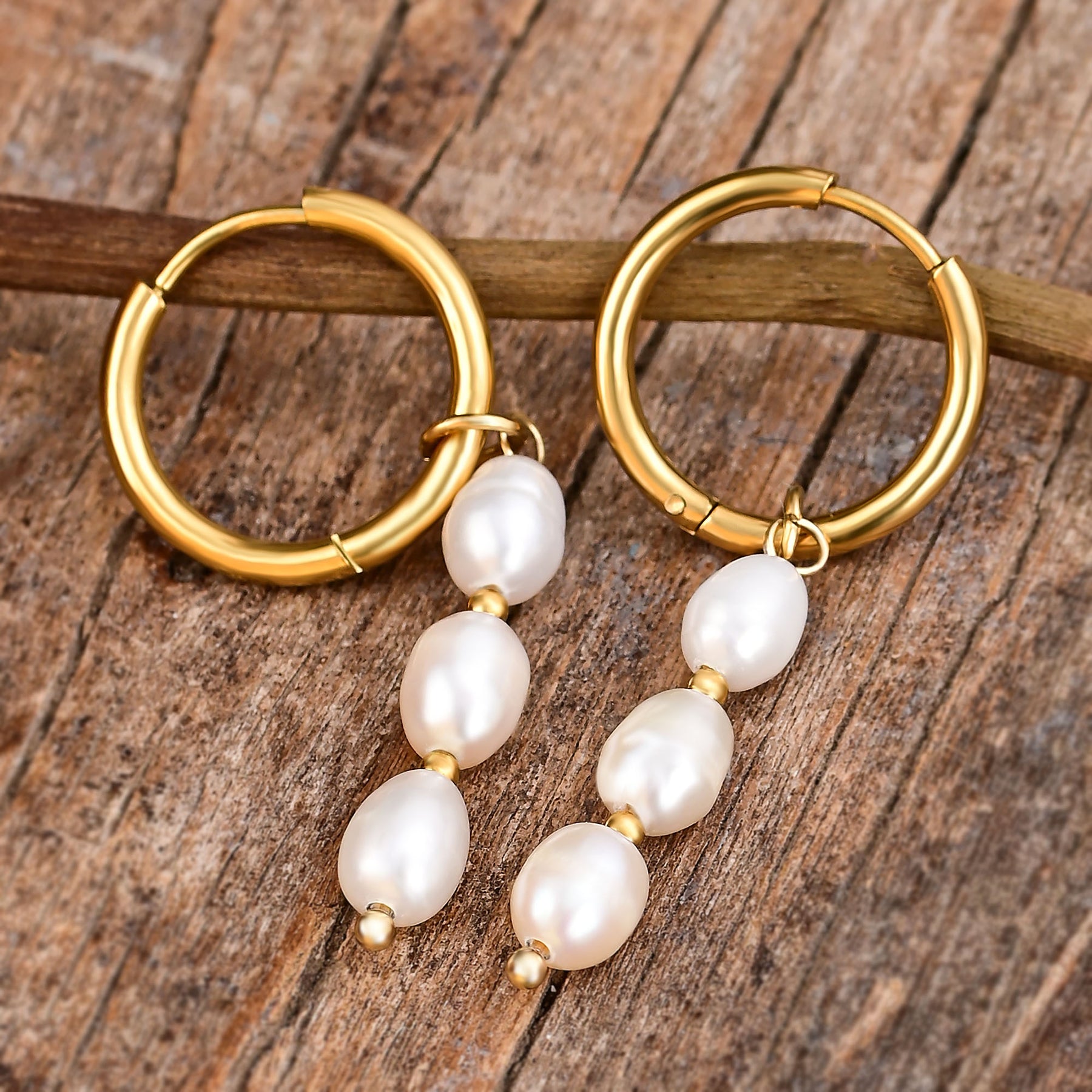 Lustrous Cascade Pearl Hoop Earrings