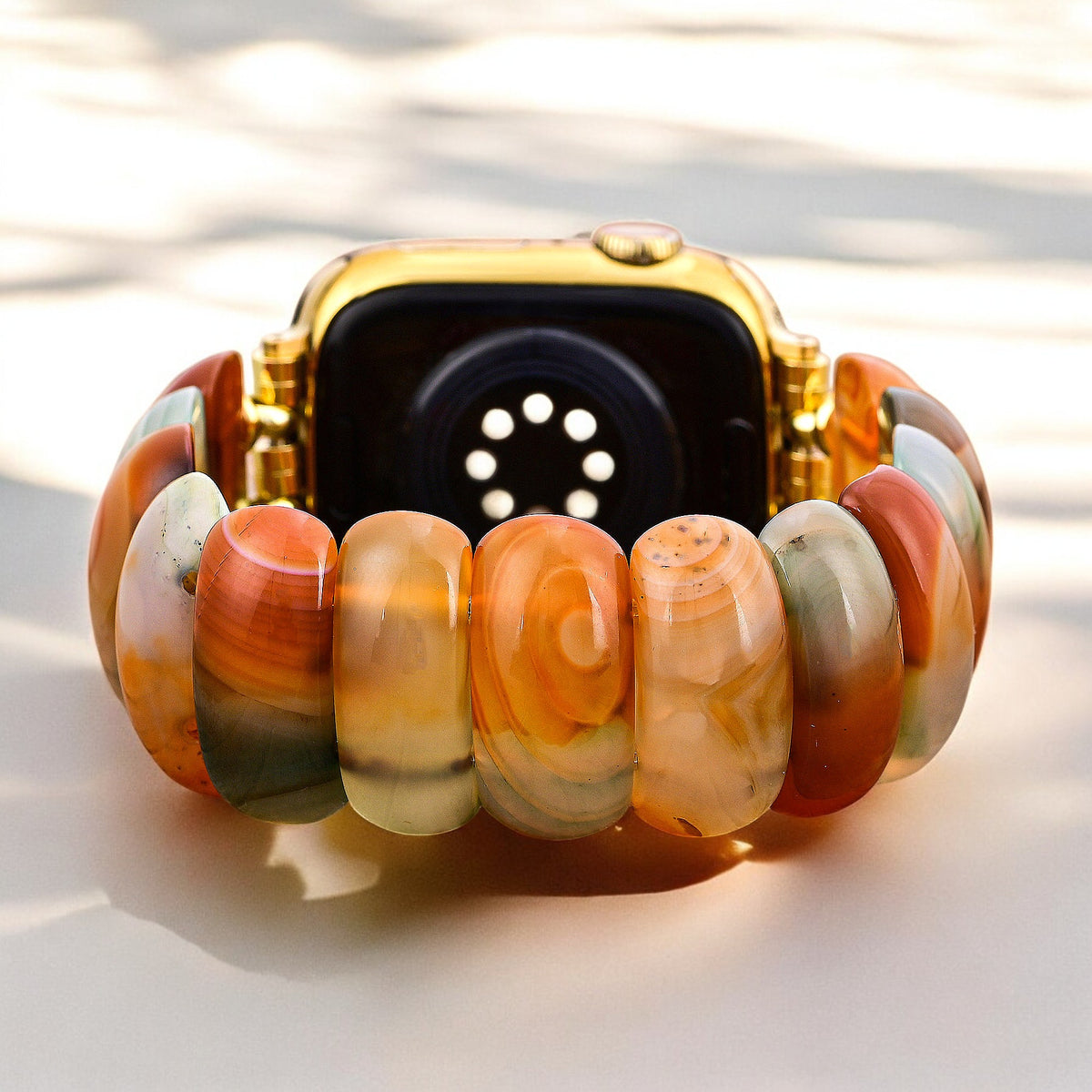 Golden Dusk Agate Stretch Apple Watch Strap