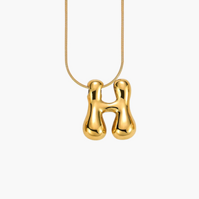 Golden Glow Bubble Letter Initial Necklace