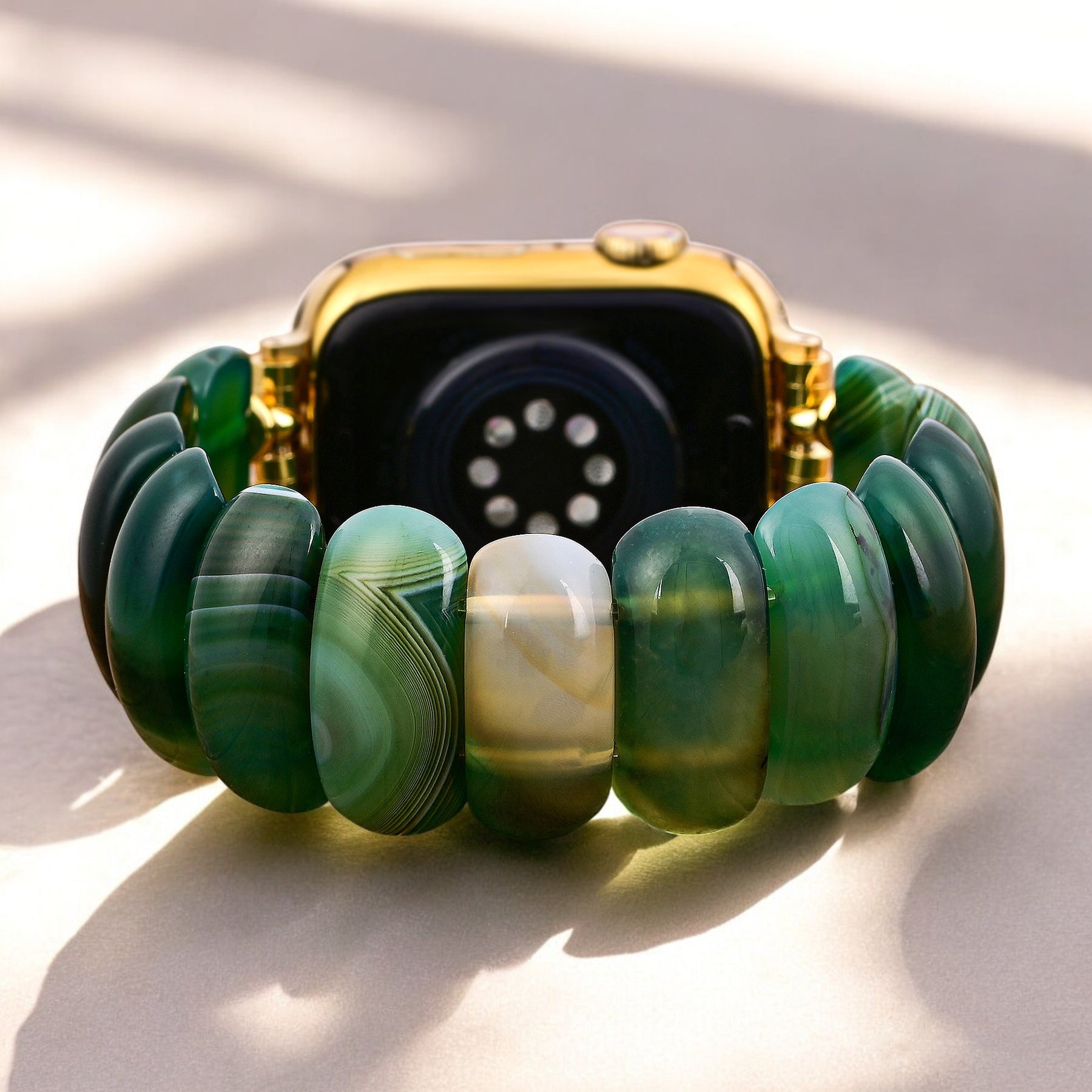 Emerald Grove Agate Stretch Apple Watch Strap