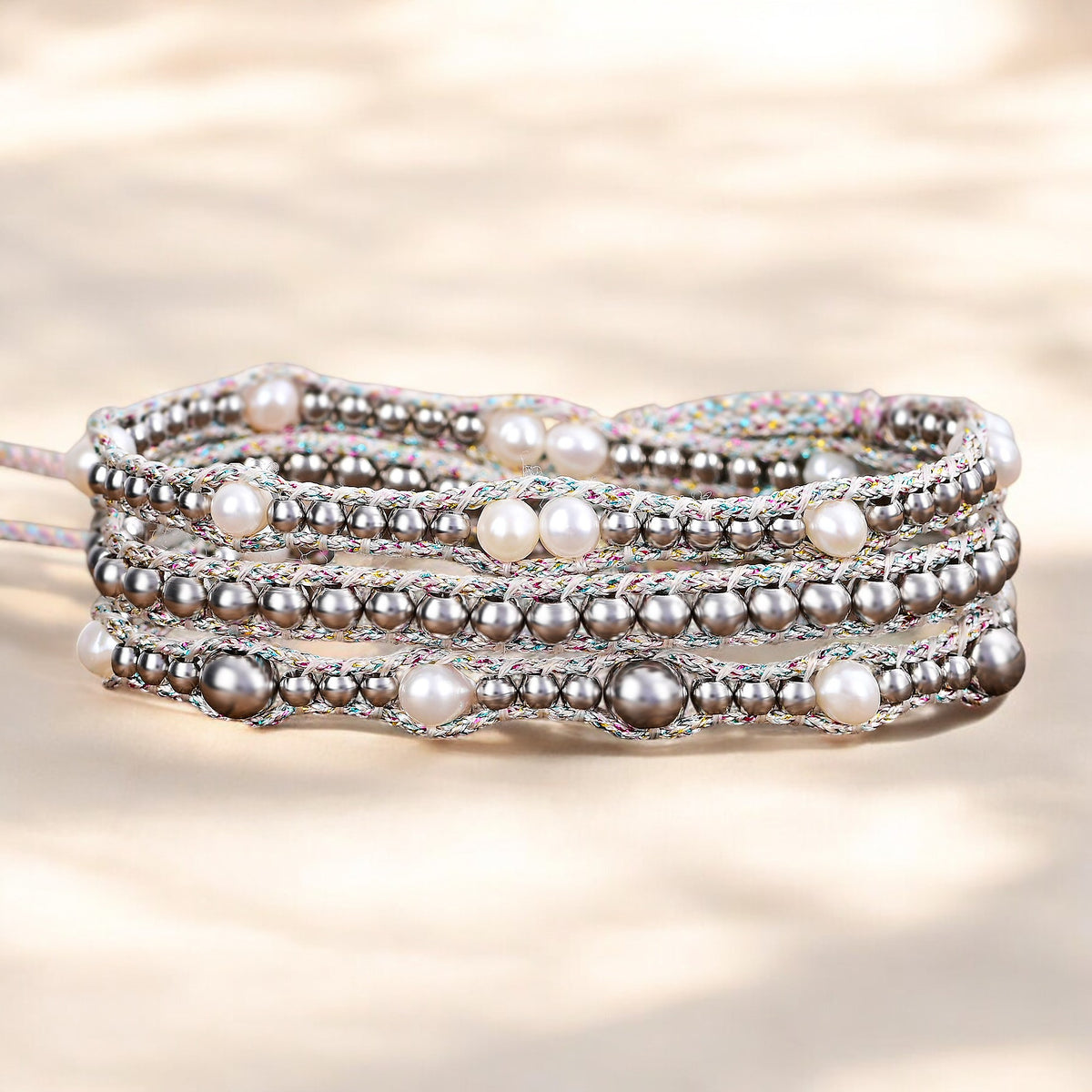 Gleaming Pearl Protection Wrap Bracelet