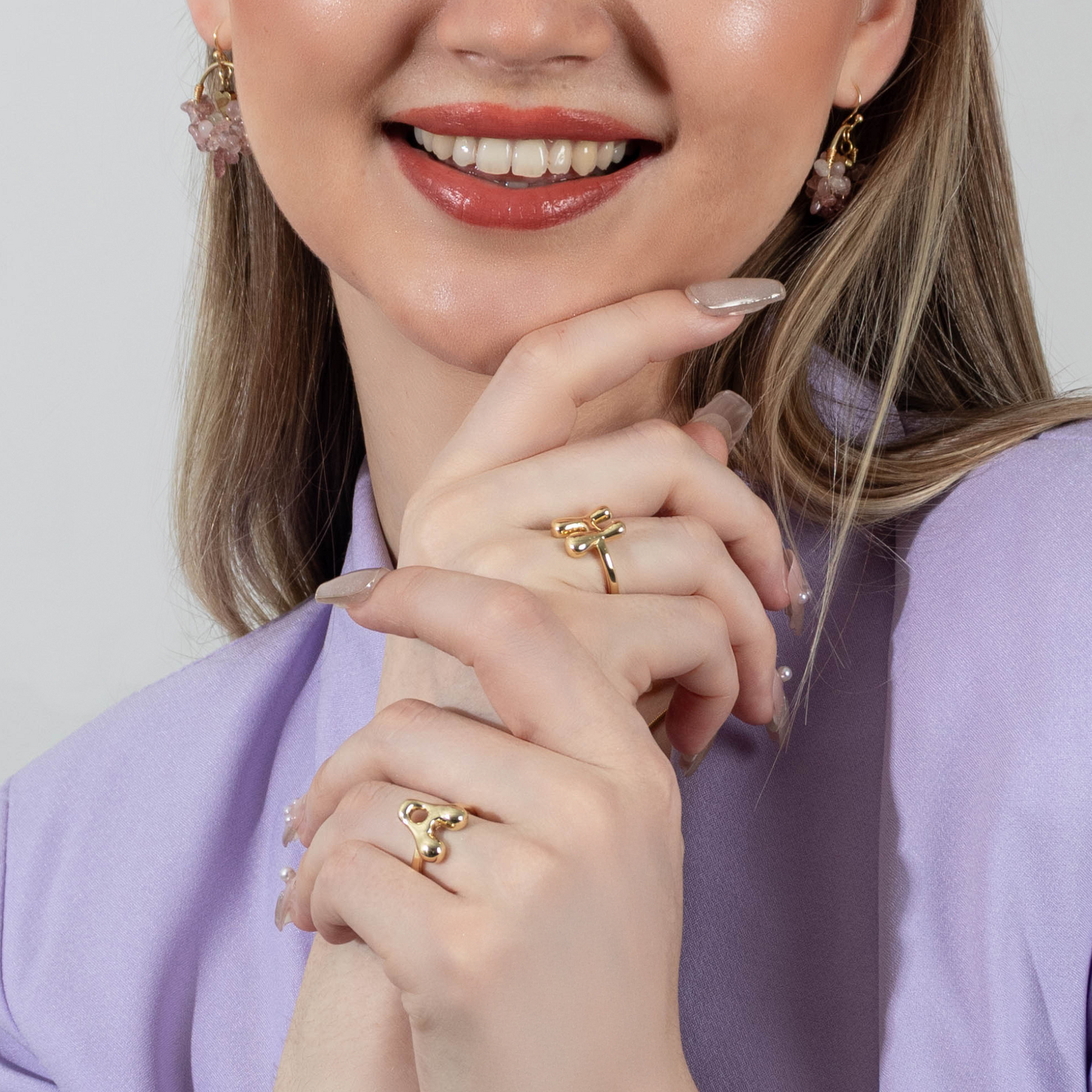 Golden Glow Bubble Letter Initial Ring