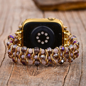 Golden Serenity Gem Braided Apple Watch Strap