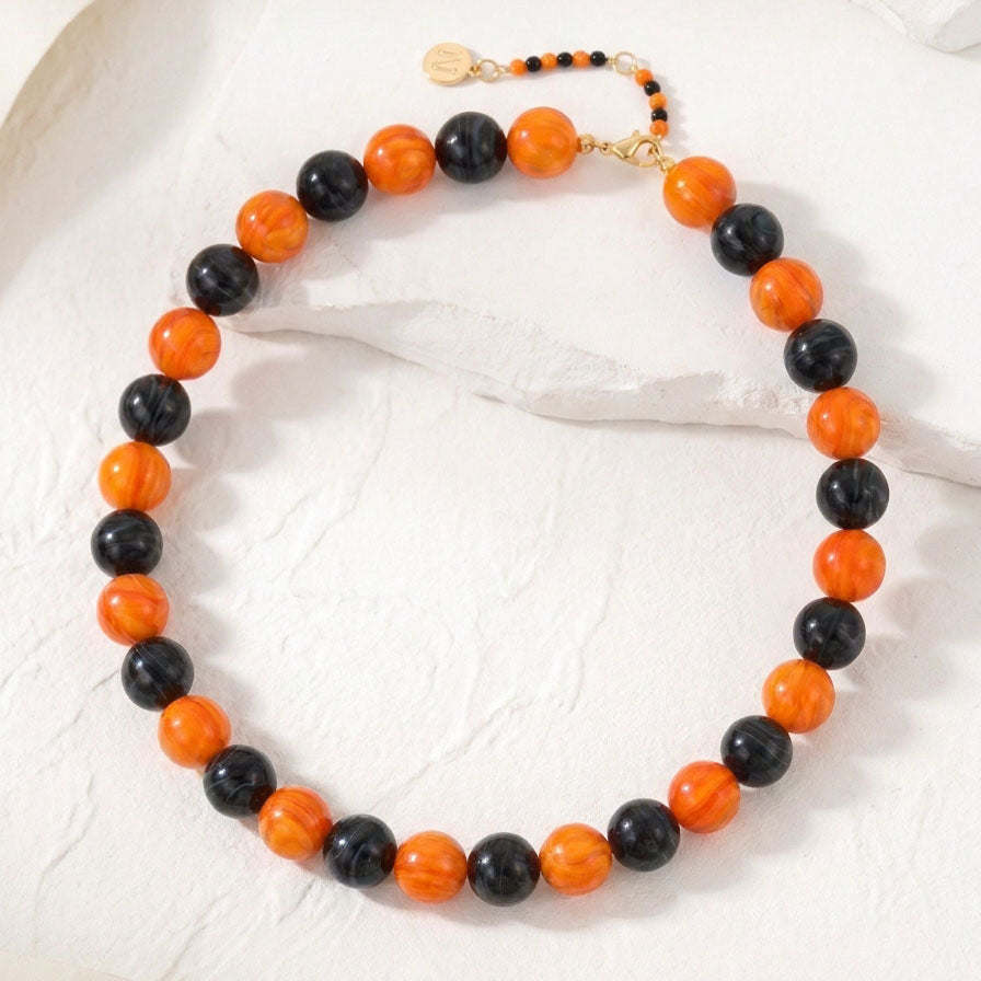 Midnight Pumpkin Halloween Chunky Necklace