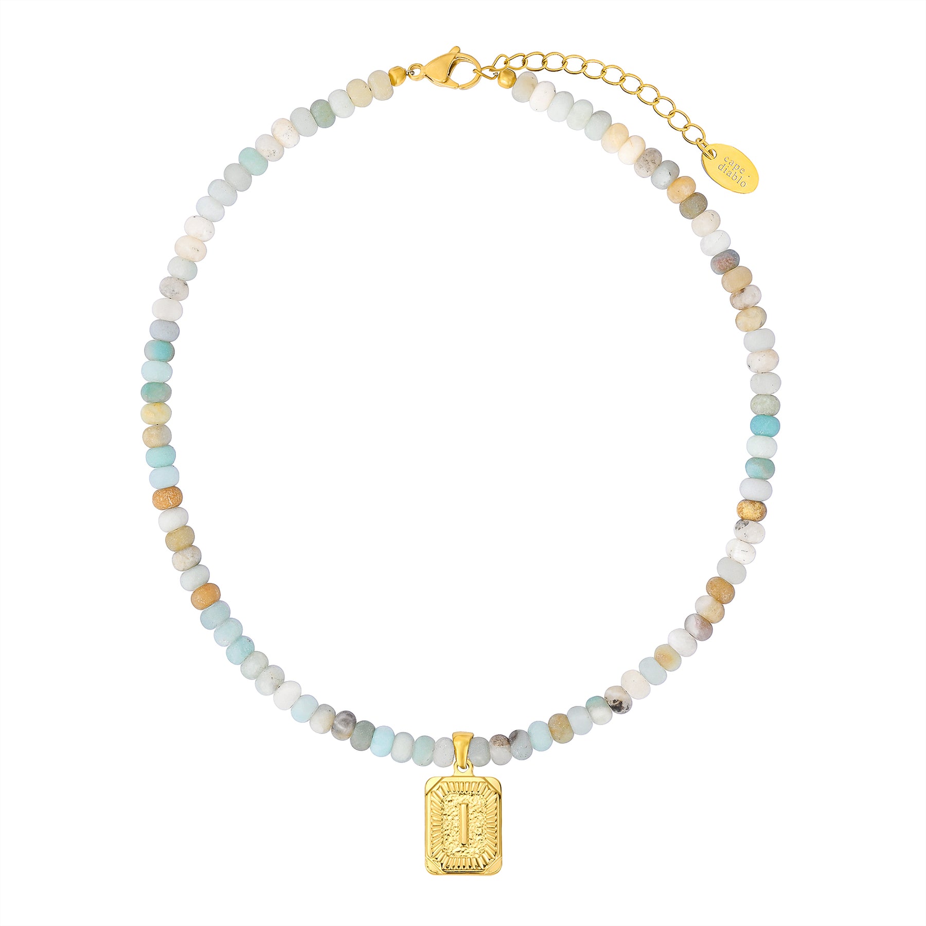 Amazonite Initial Letter Charm Necklace