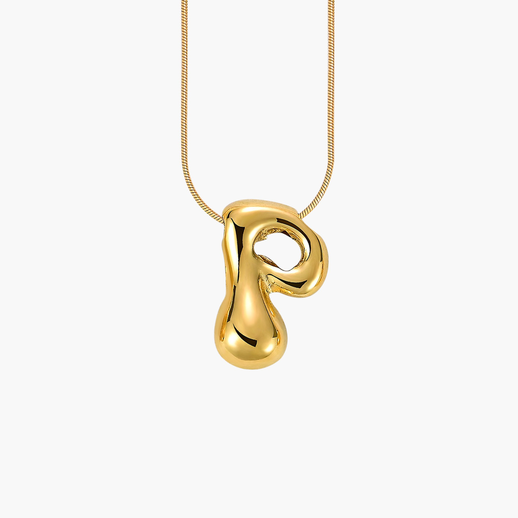 Golden Glow Bubble Letter Initial Necklace