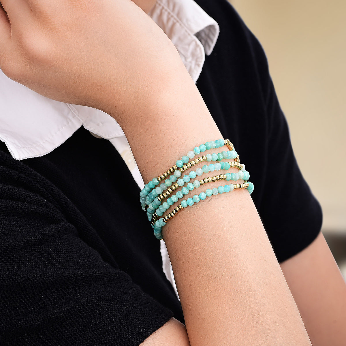 Glowing Amazonite Bracelet Set