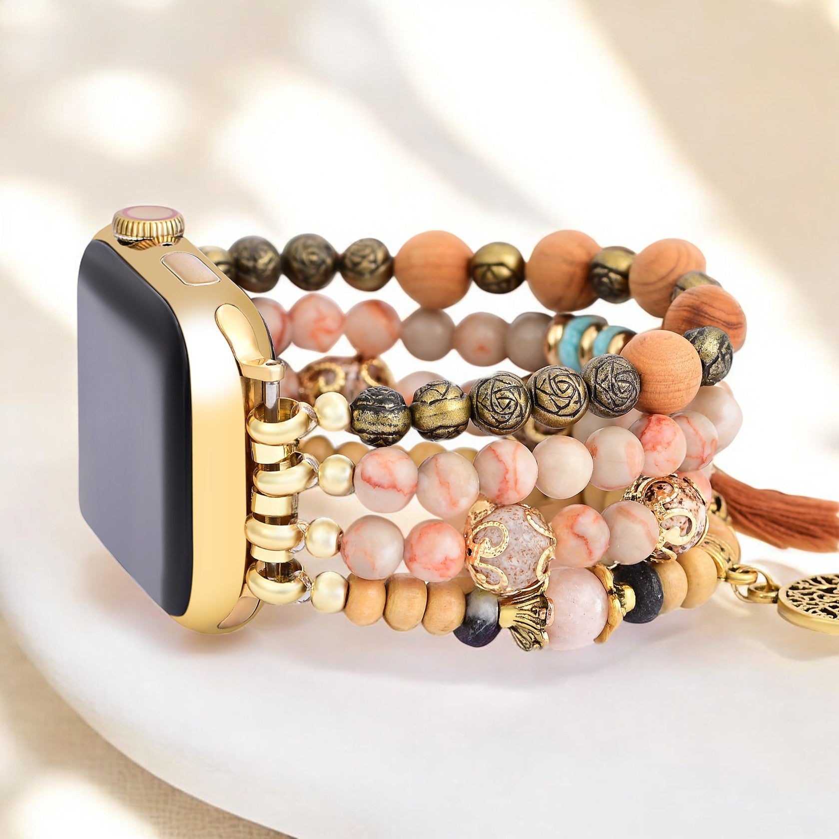 Golden Tree of Life Jasper Stretch Watch Strap