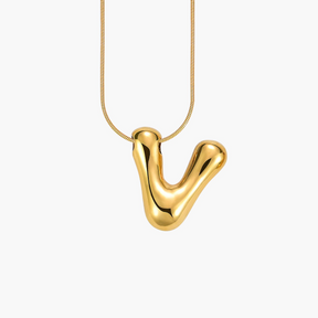 Golden Glow Bubble Letter Initial Necklace