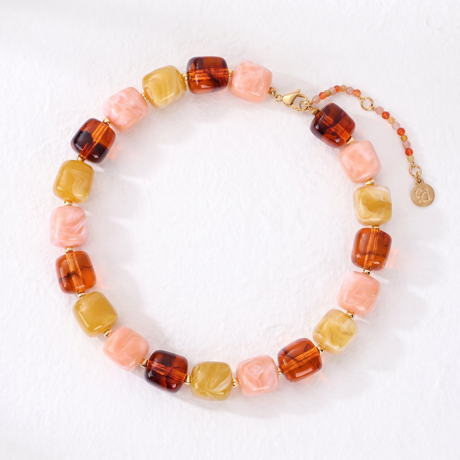 Chunky Square Bead Necklace Blue