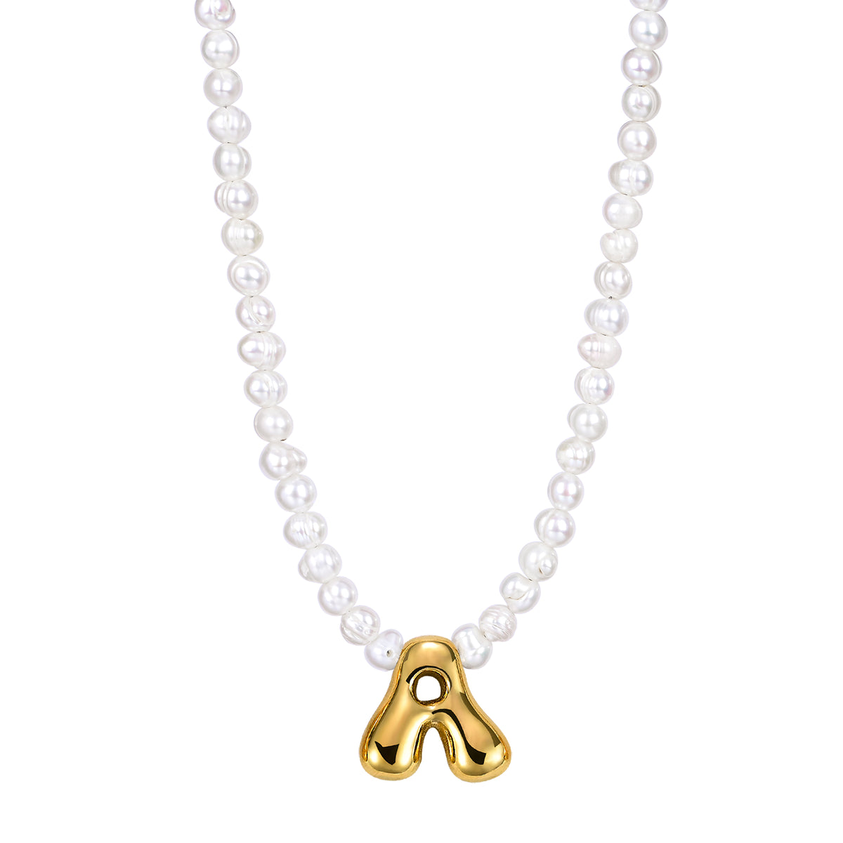 Pearl Bubble Initial Necklace