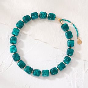 Chunky Square Bead Necklace Black