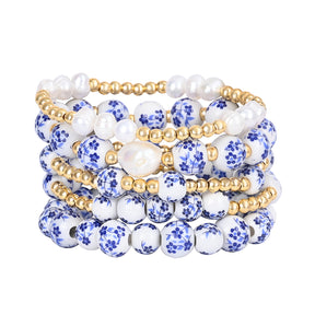 Azure Bloom Pearl Bracelet
