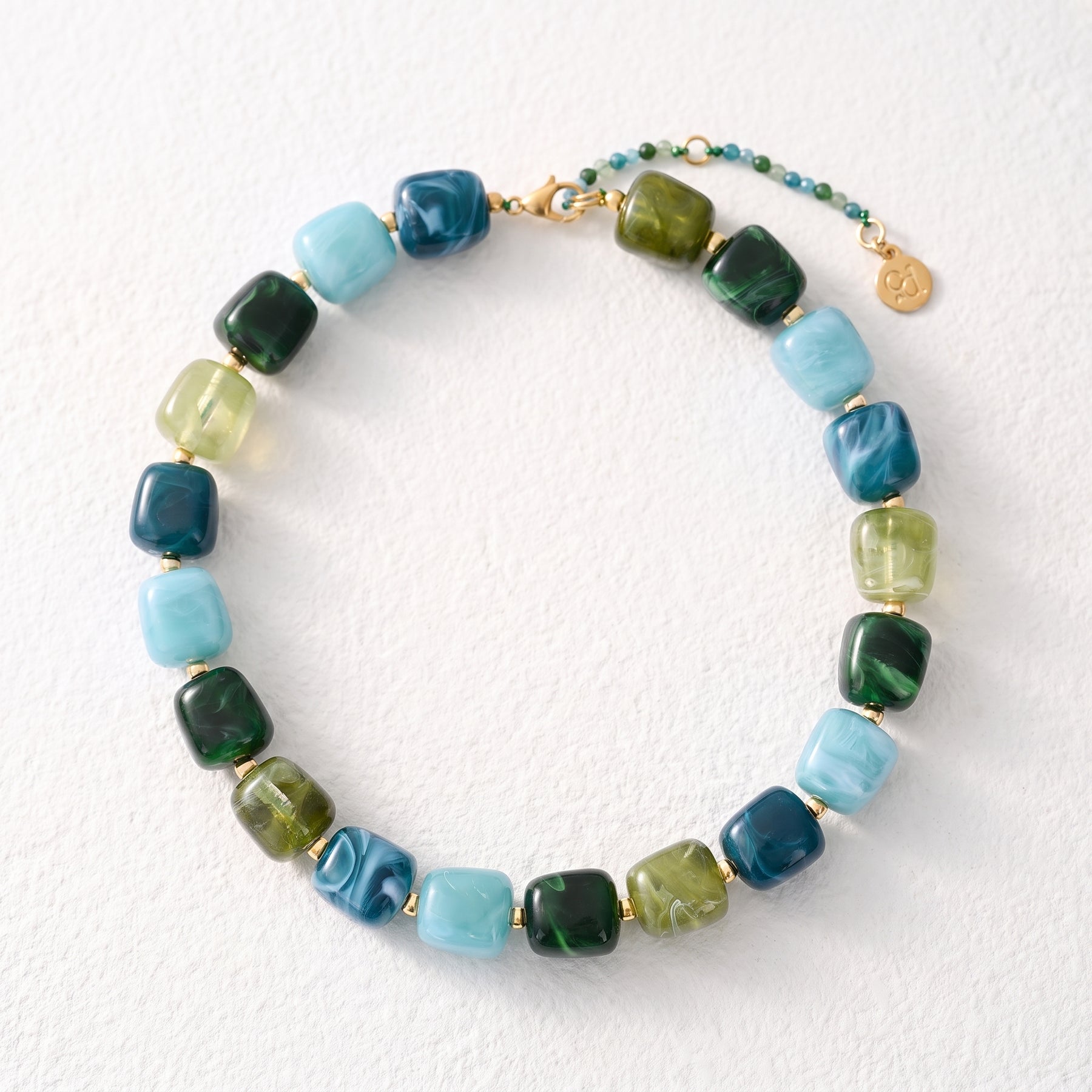 Chunky Square Bead Necklace Red