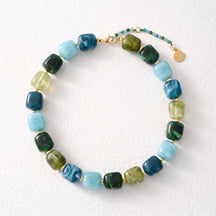 Chunky Square Bead Necklace Autumn