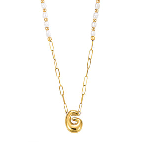 Chic Bubble Pearl Initial Chain Necklace