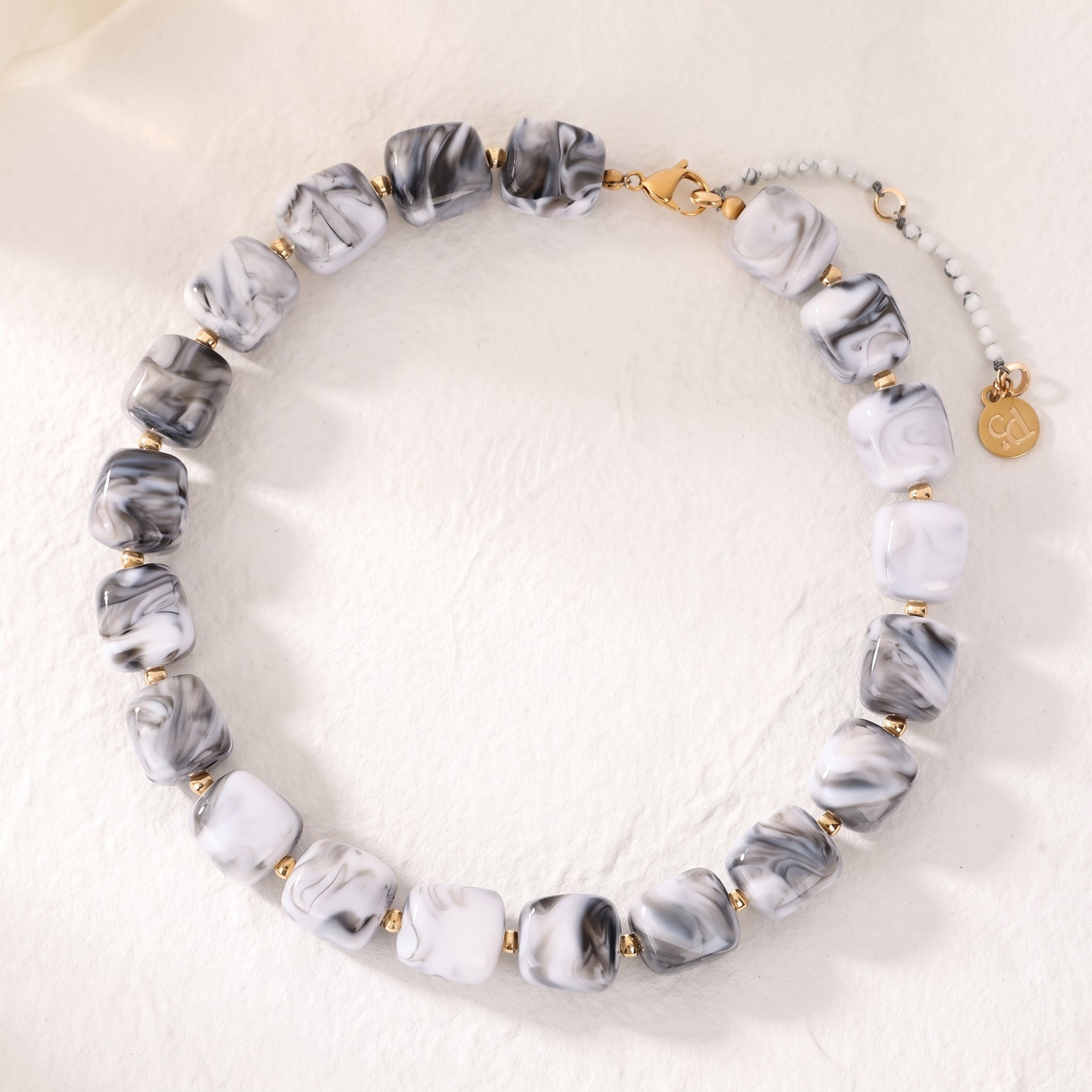 Chunky Square Bead Necklace Ocean