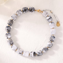 Chunky Square Bead Necklace Rainbow