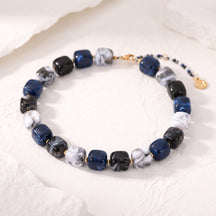 Chunky Square Bead Necklace Black