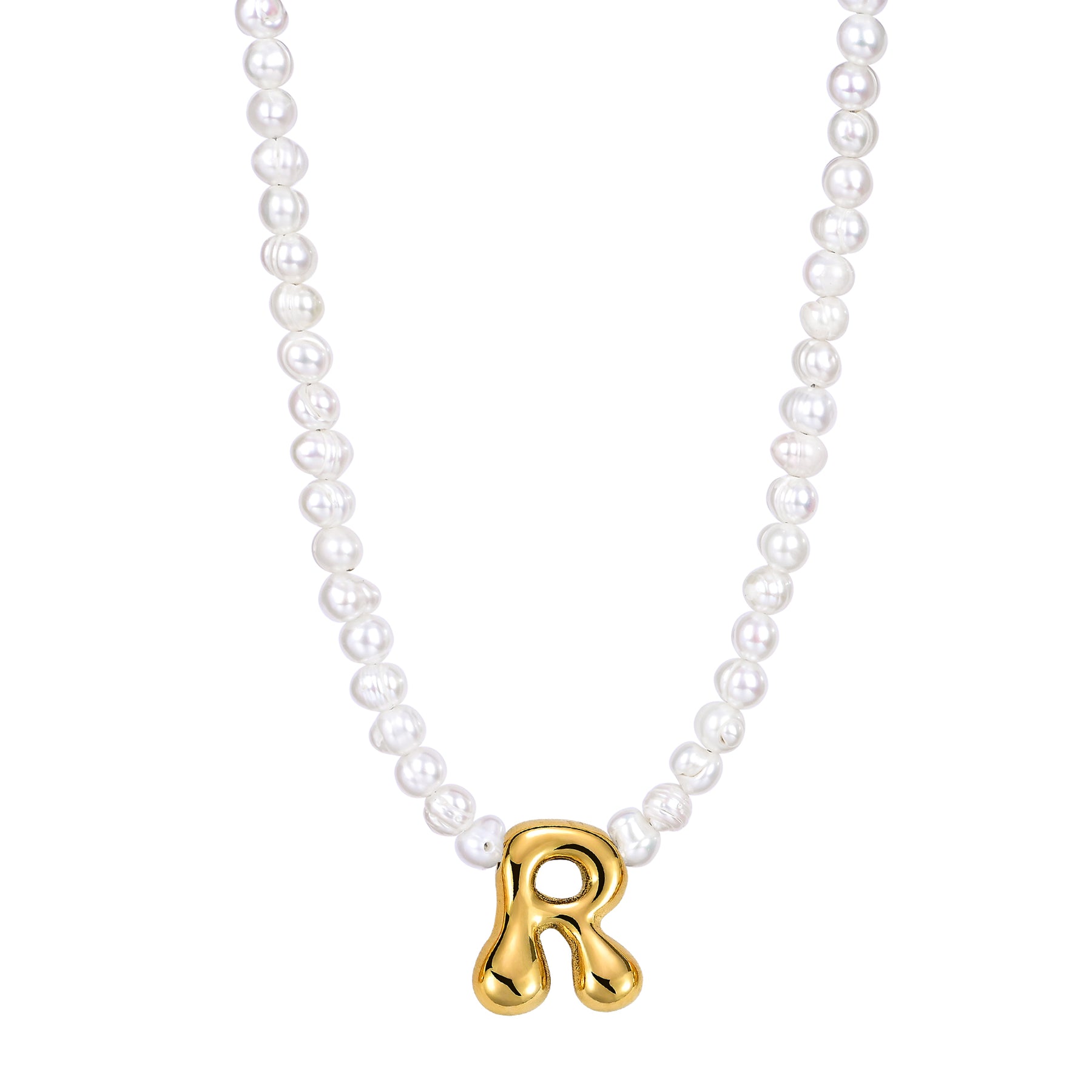 Pearl Bubble Initial Necklace