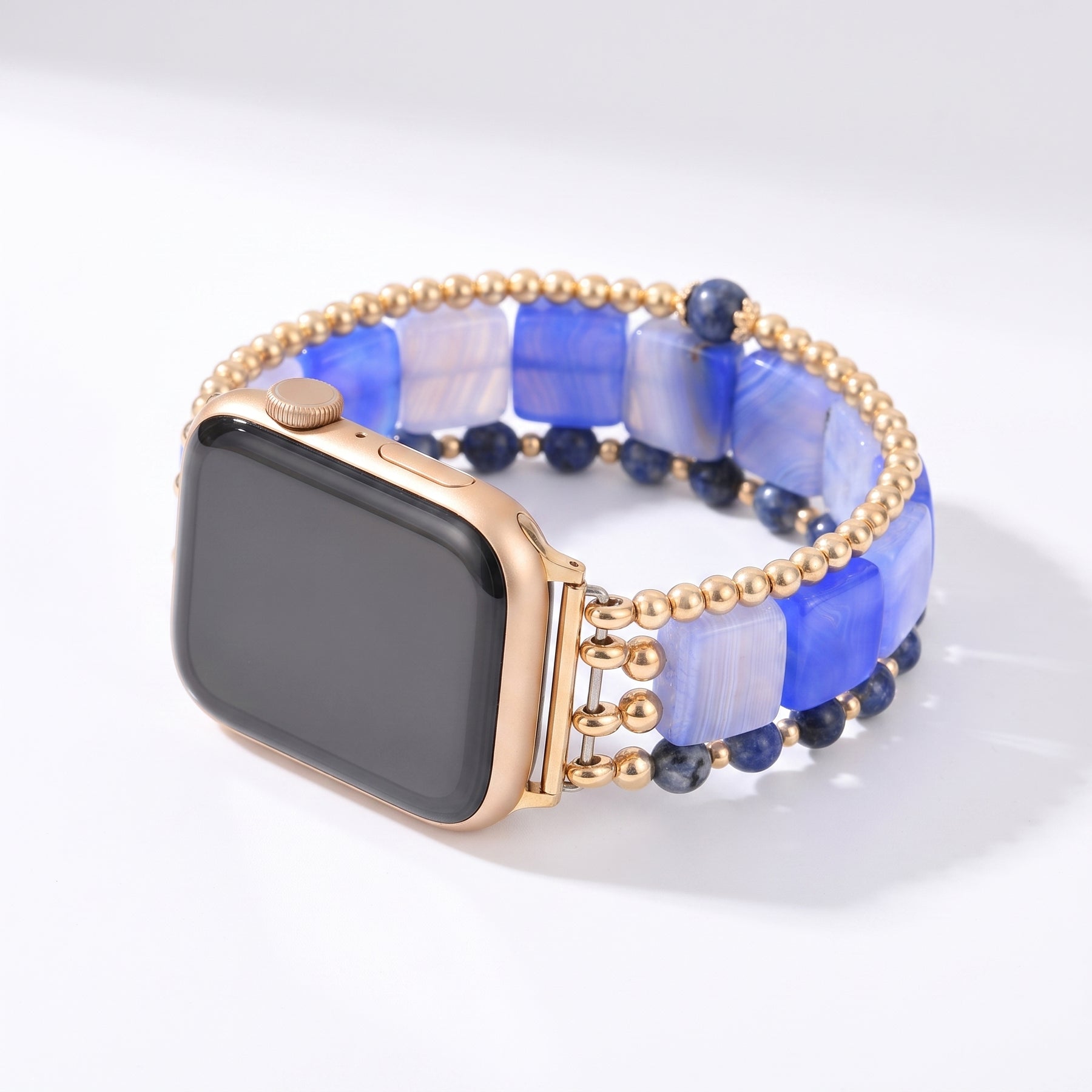 Midnight Bloom Tourmaline Stretch Apple Watch Strap Silver